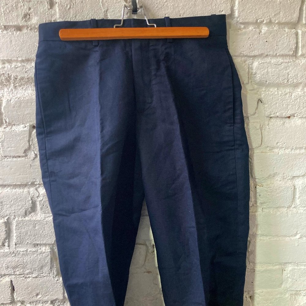 NWT ~ COS Navy Blue Trousers 44% organic-cotton and 56% Linen. Size 30R